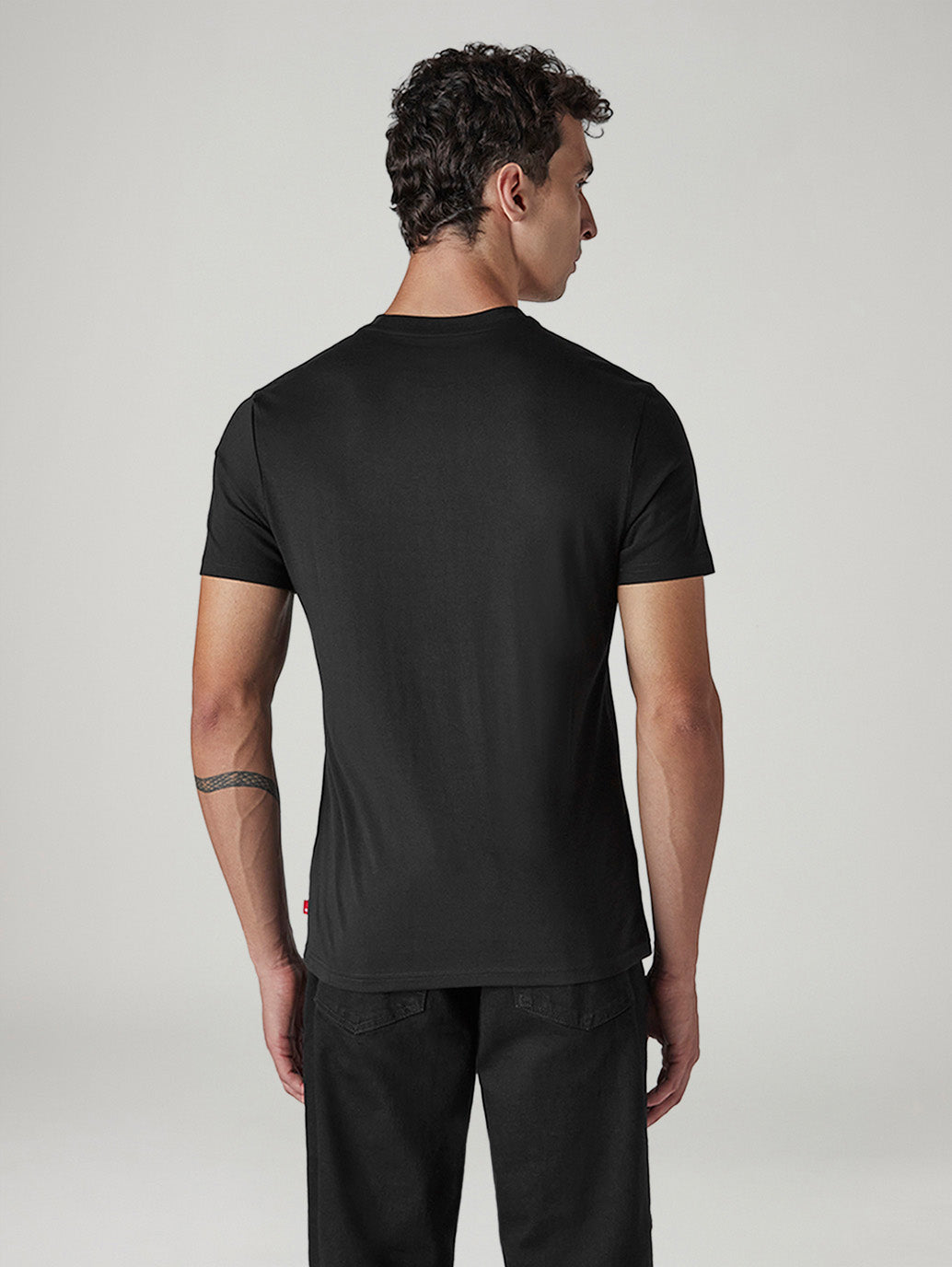 Men's Solid Round Neck Slim Fit Jersey T-Shirt - Back View