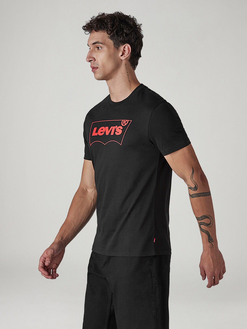 Men's Solid Round Neck Slim Fit Jersey T-Shirt - Side View