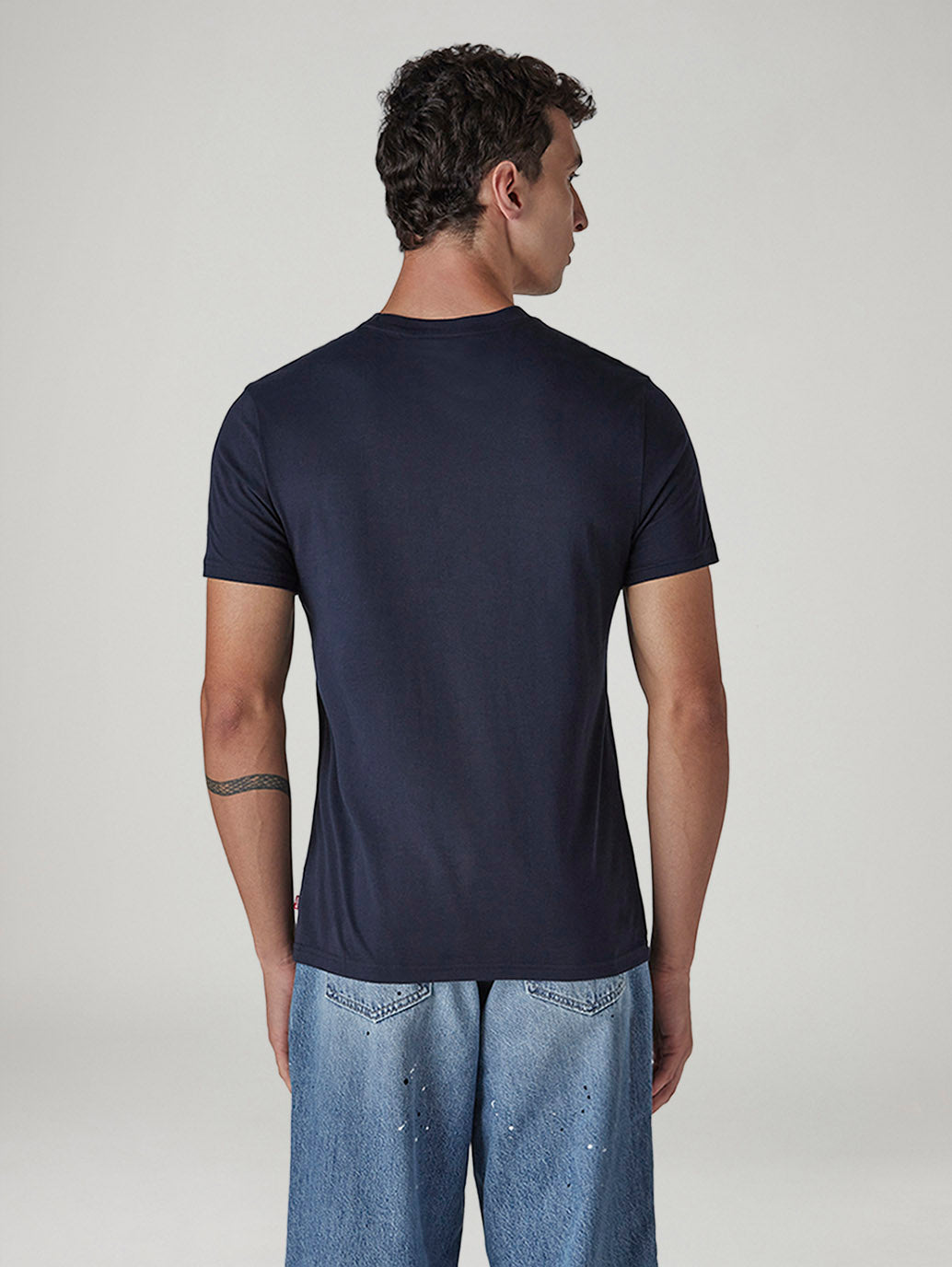 Men's Solid Round Neck Slim Fit Jersey T-Shirt - Back View