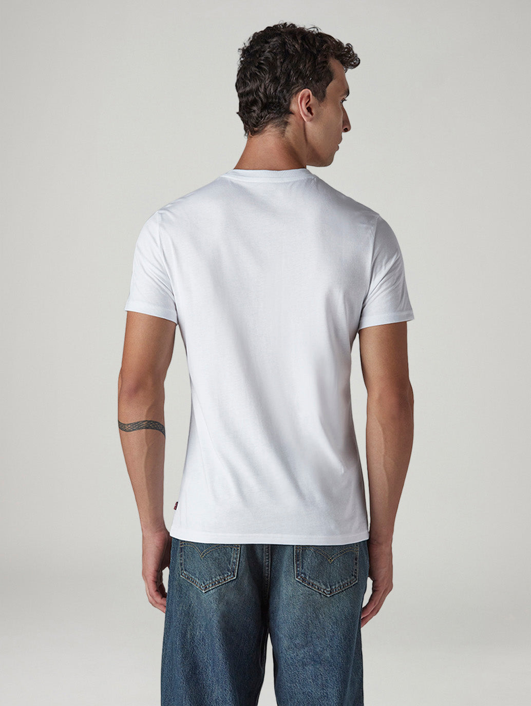 Men's Solid Round Neck Slim Fit Jersey T-Shirt - Back View