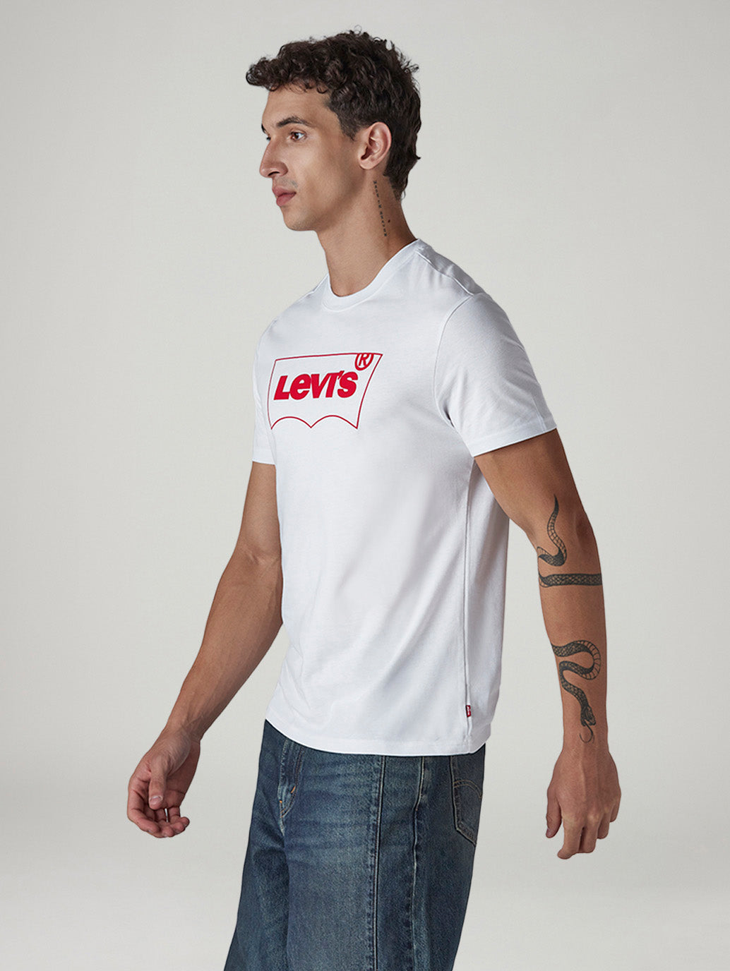 Men's Solid Round Neck Slim Fit Jersey T-Shirt - Side View
