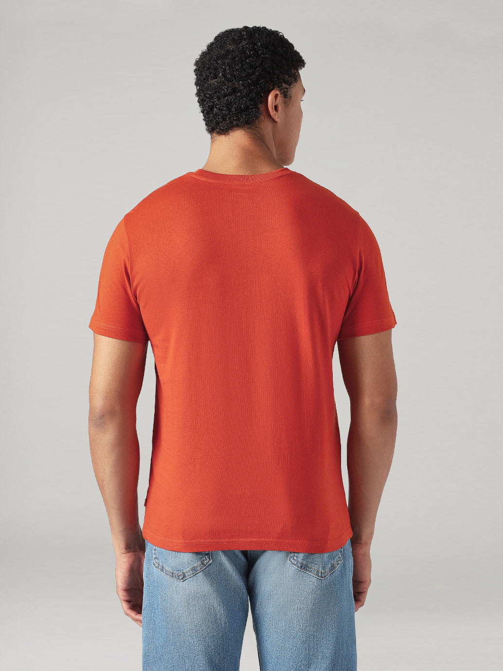 Men's Solid Slim Fit Jersey T-Shirt - Back View