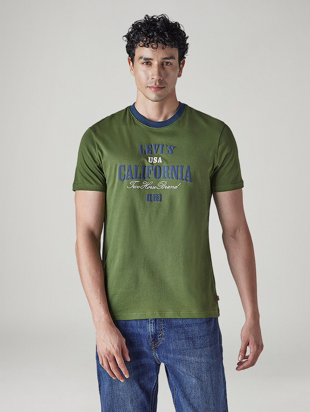 Men's Typography Printed Slim Fit Jersey T-Shirt - Front View