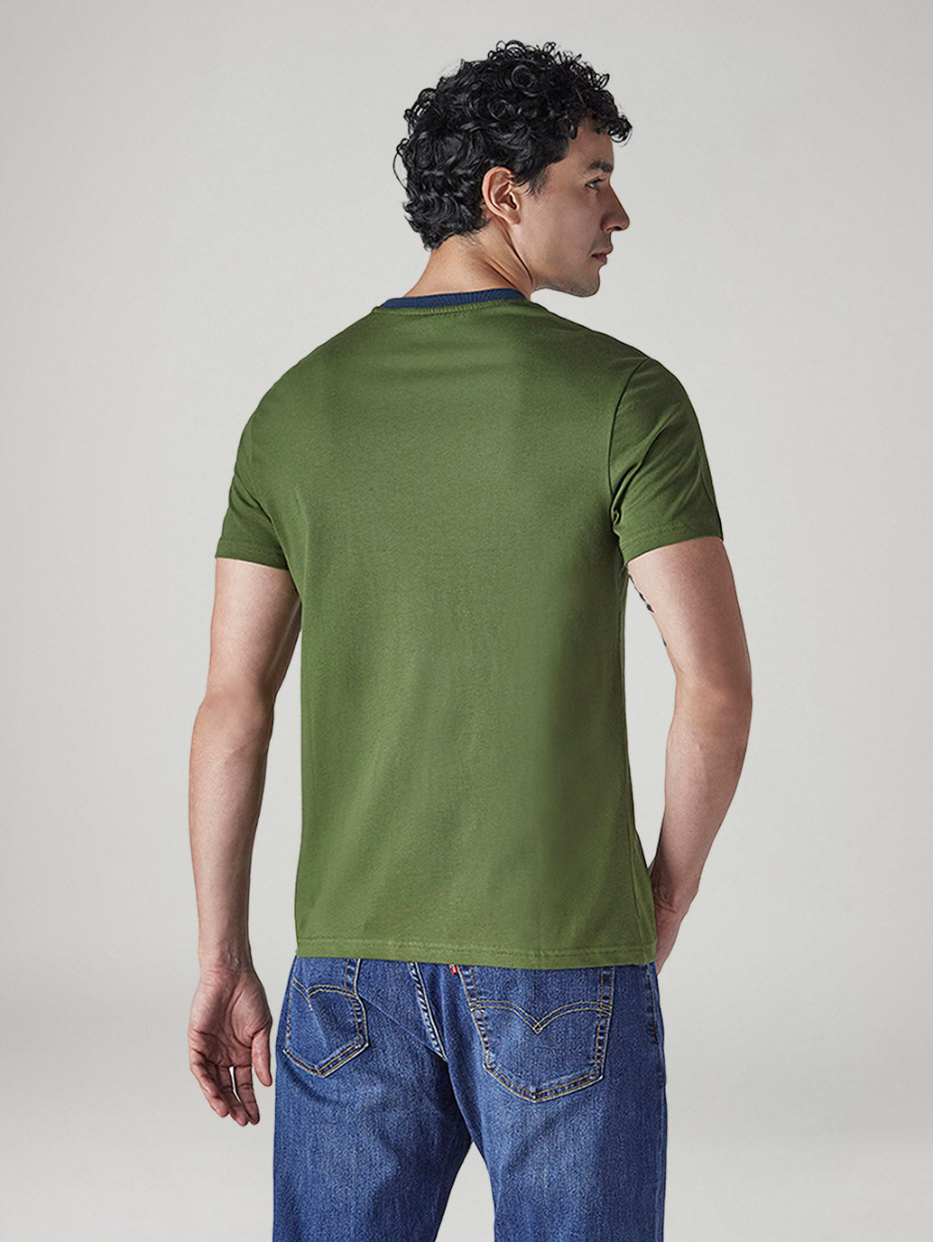 Men's Typography Printed Slim Fit Jersey T-Shirt - Back View