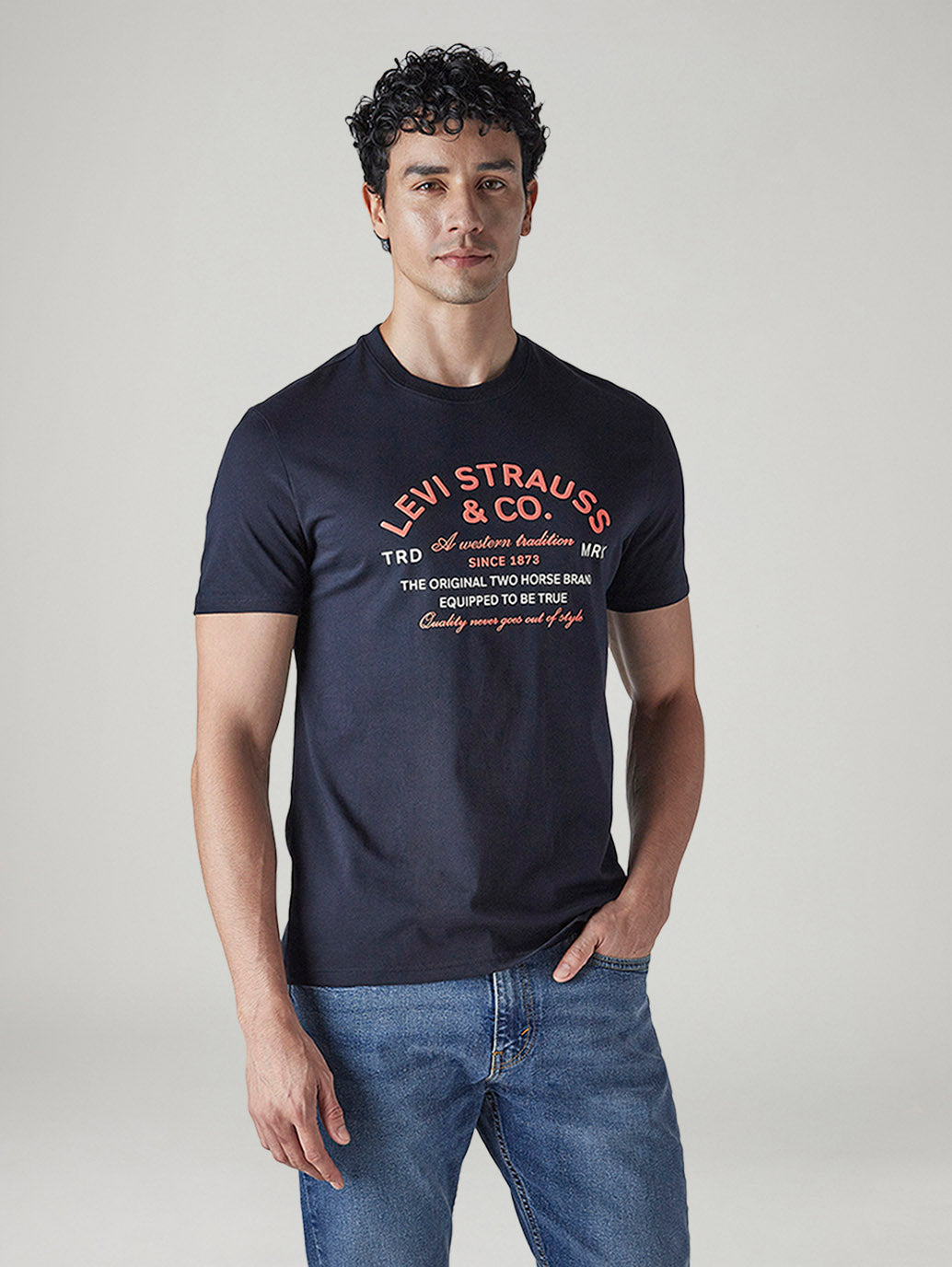 Men's Typography Printed Slim Fit Jersey T-Shirt - Front View