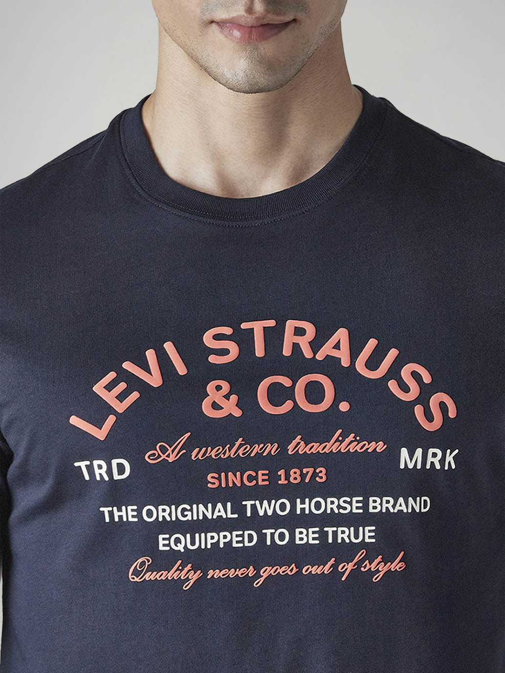 Men's Typography Printed Slim Fit Jersey T-Shirt - Detail View
