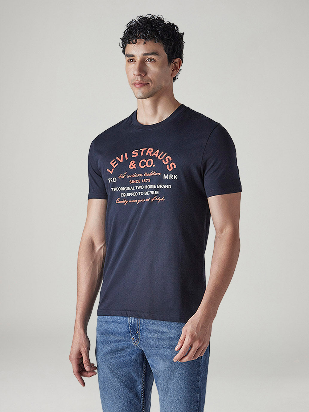 Men's Typography Printed Slim Fit Jersey T-Shirt - Side View