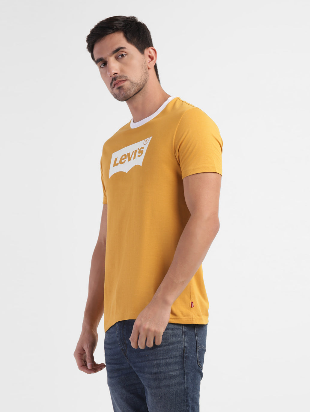 Men's Yellow Brand Logo T-Shirt