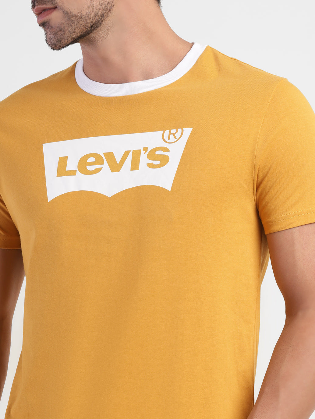 Men's Yellow Brand Logo T-Shirt