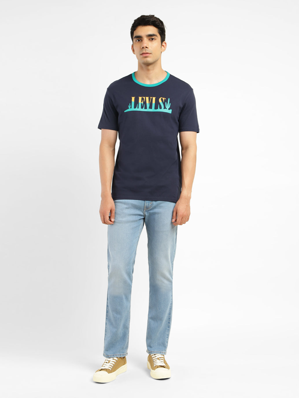 Men's Brand Logo Slim Fit T-shirt Navy