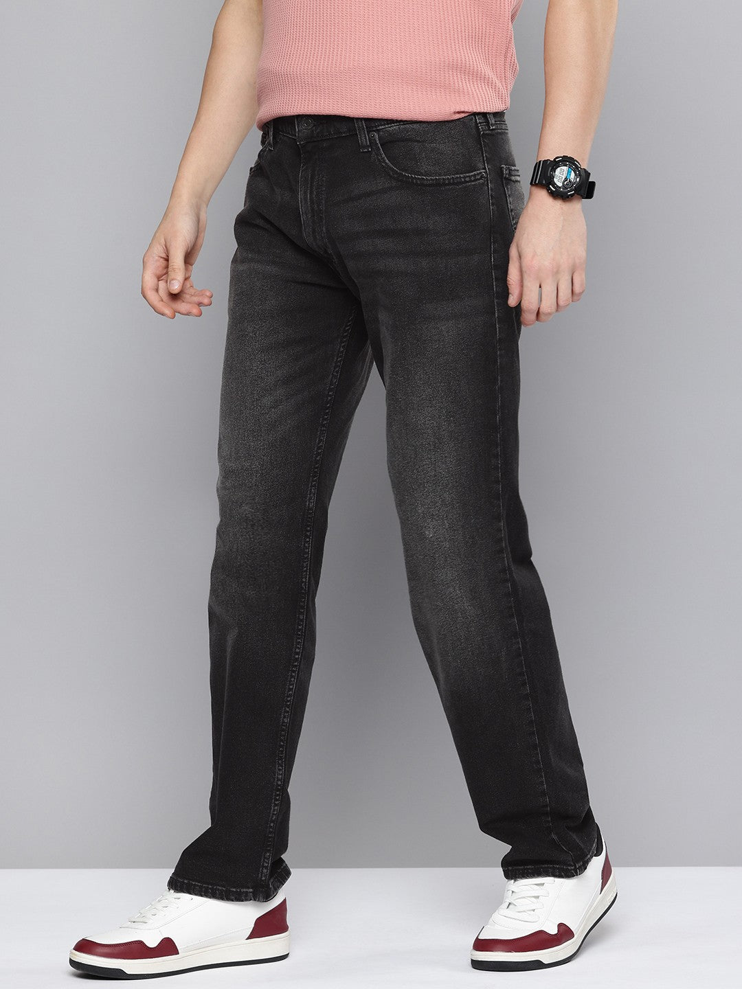 Men's 555'96 Black Loose Fit Mid Rise Jeans - 1701f940-c88e-44ee-aaf1-ea9081de37001731647622326-Mens-55596-Relaxed-Straigth-Fit-Black-Jeans-2841731647621632-2 View