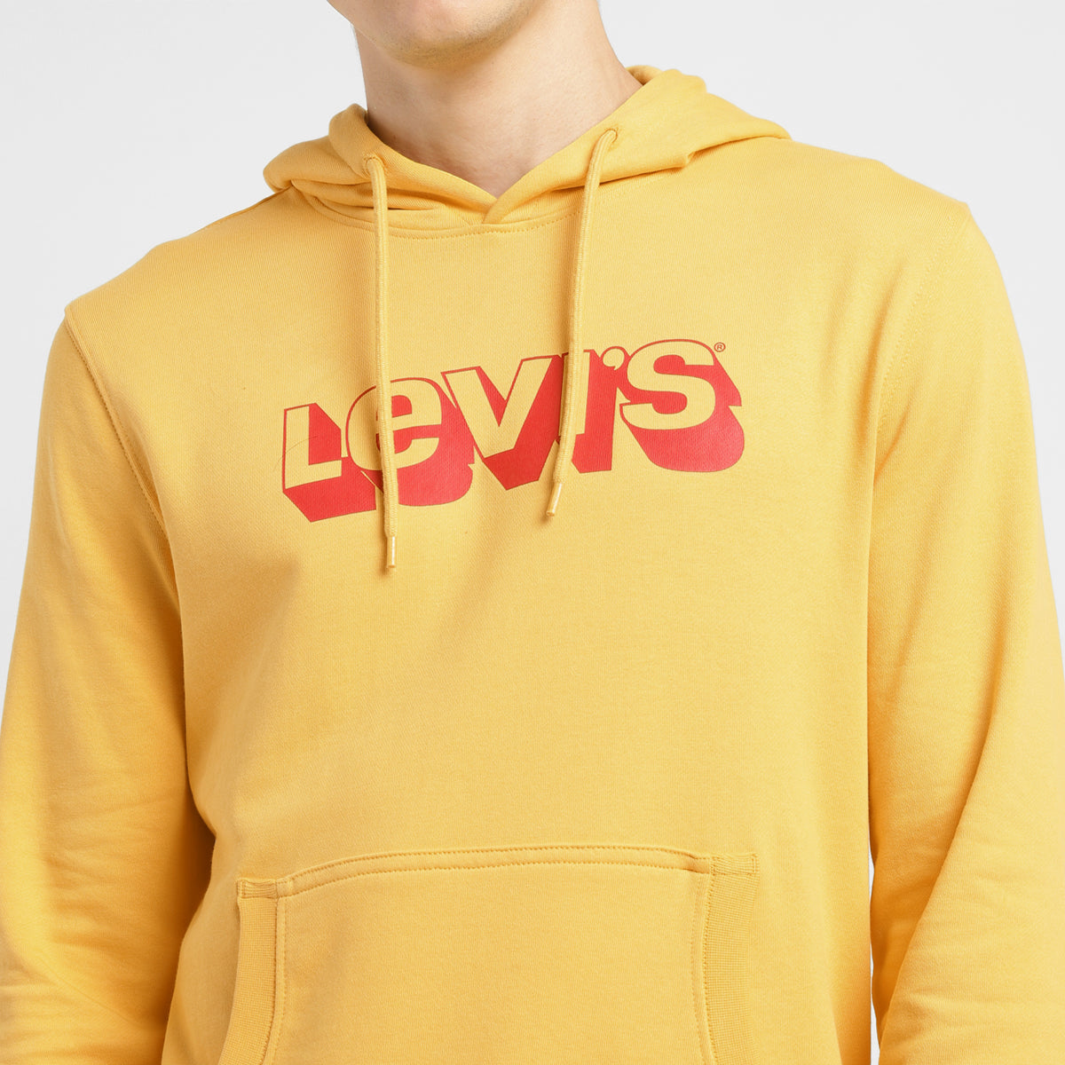 Men's Brand Logo Yellow Hooded Sweatshirt