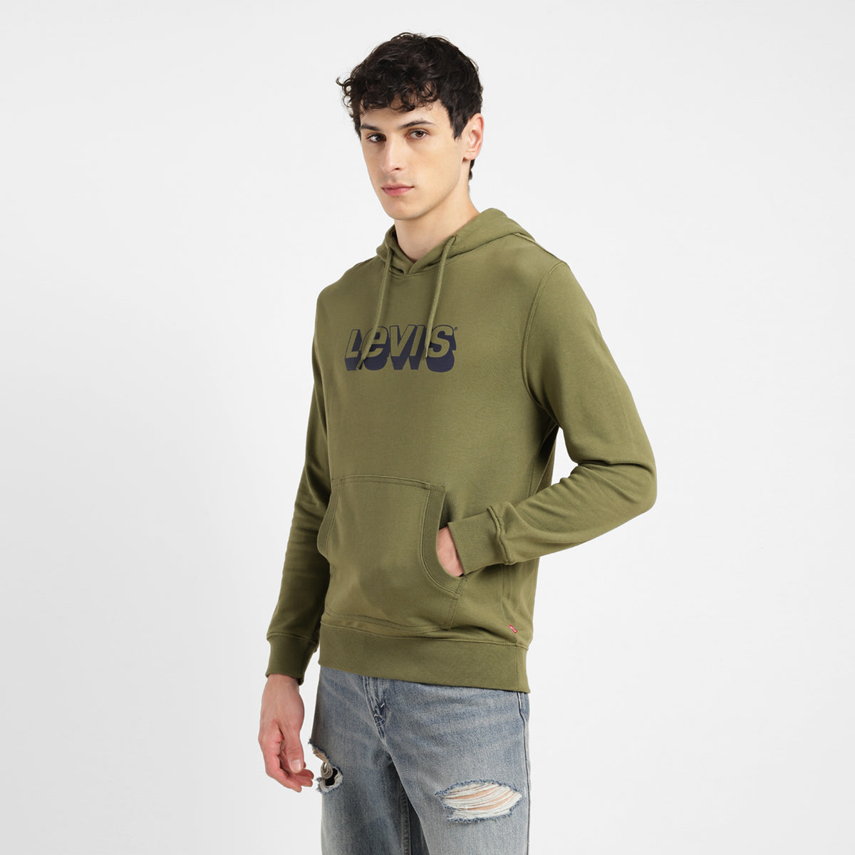 Men's Graphic Print Green Hooded Sweatshirt