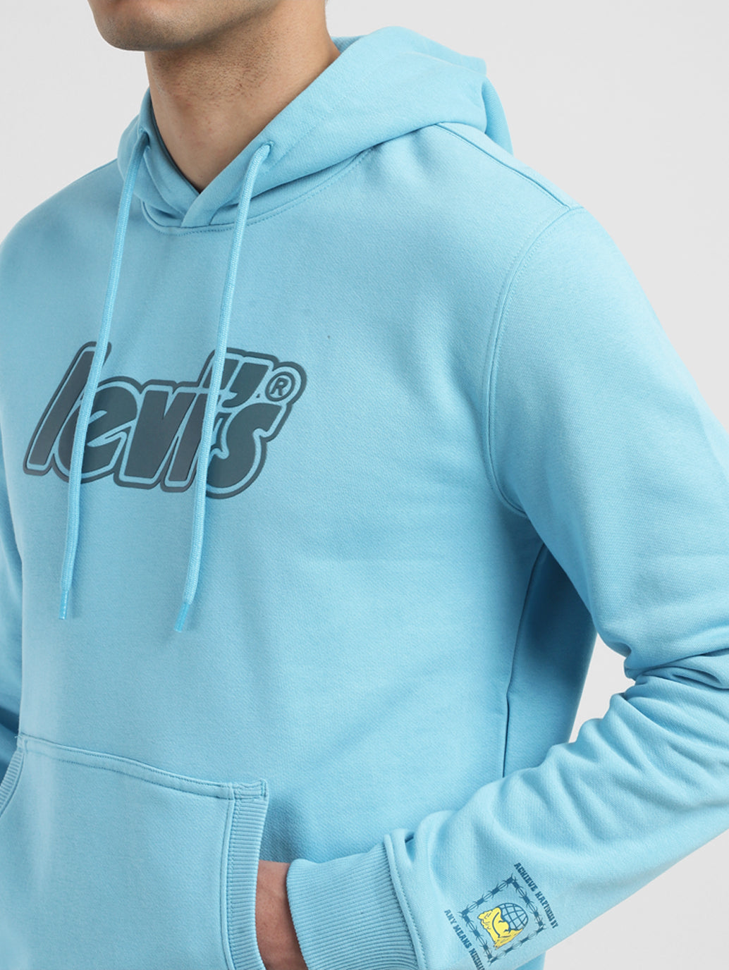 Men's Solid Blue Hooded Sweatshirt