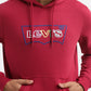 Men's Brand Logo Red Hooded Sweatshirt