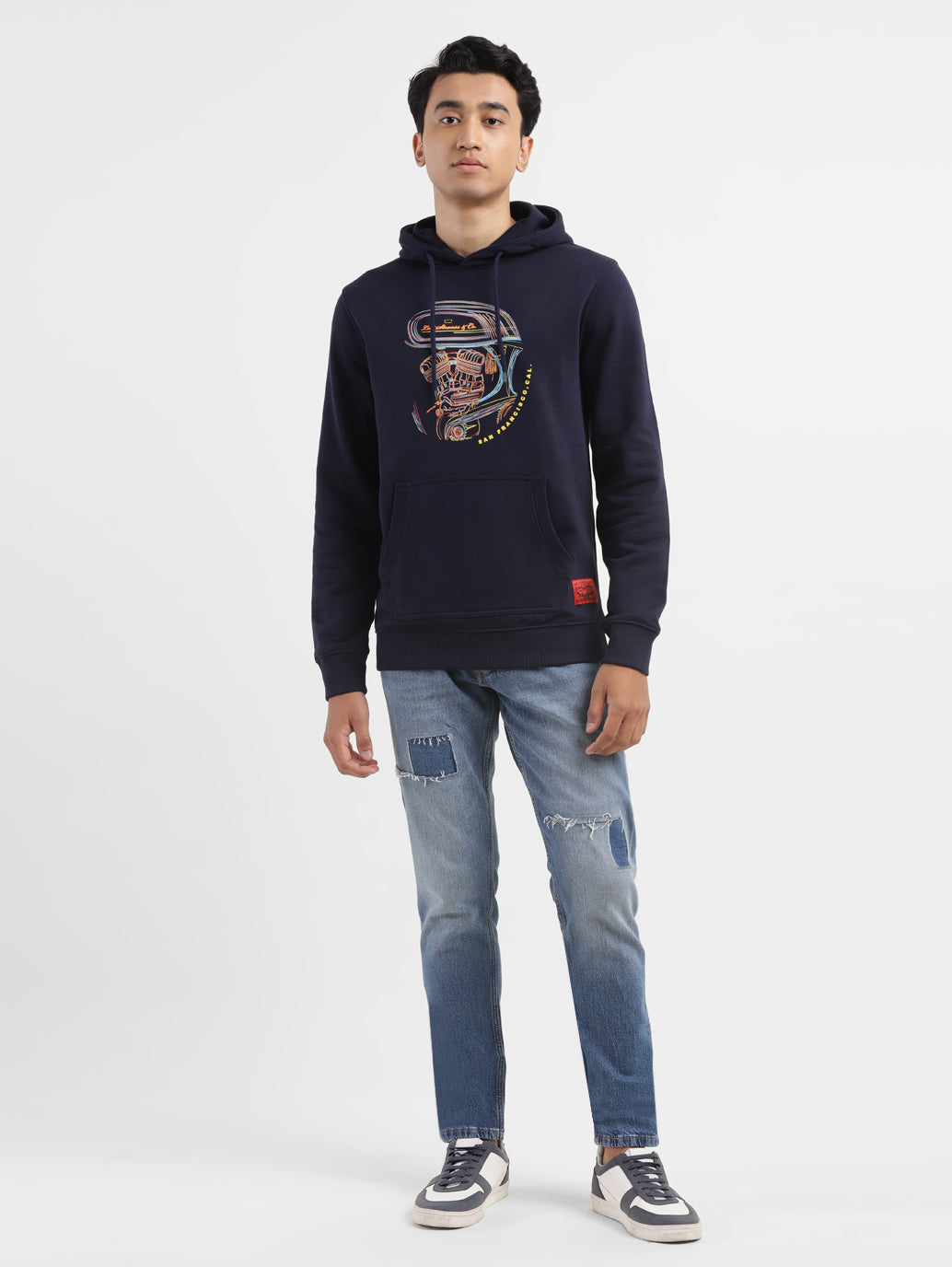 Men's Graphic Navy Hooded Sweatshirt