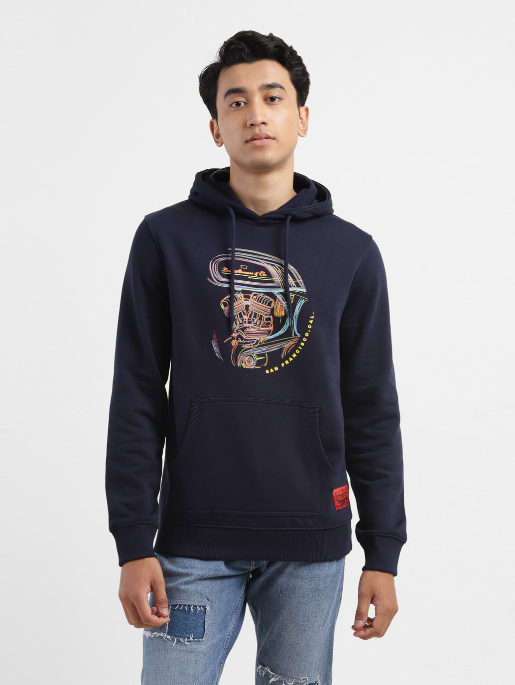 Men's Graphic Navy Hooded Sweatshirt