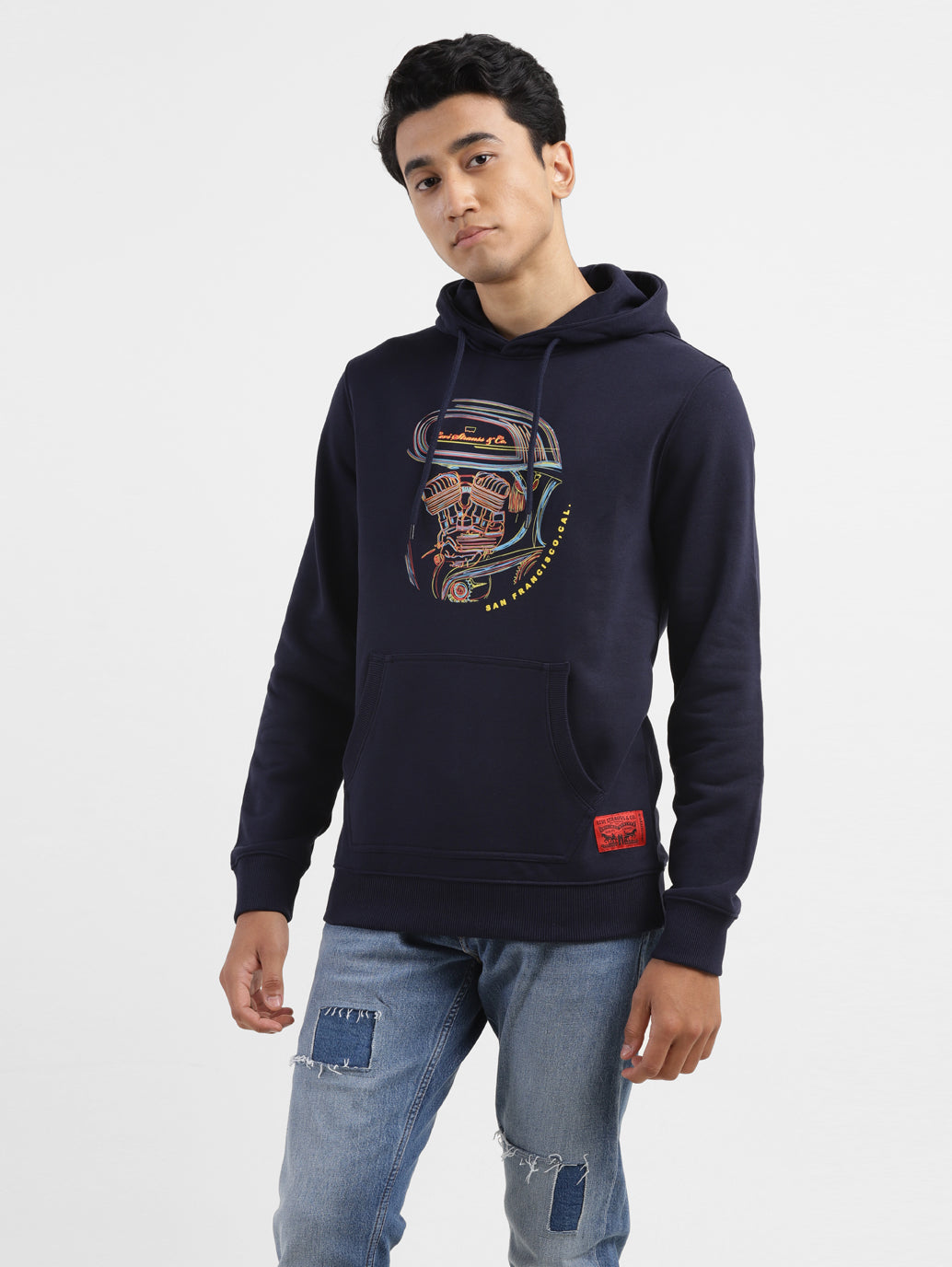 Men's Graphic Navy Hooded Sweatshirt