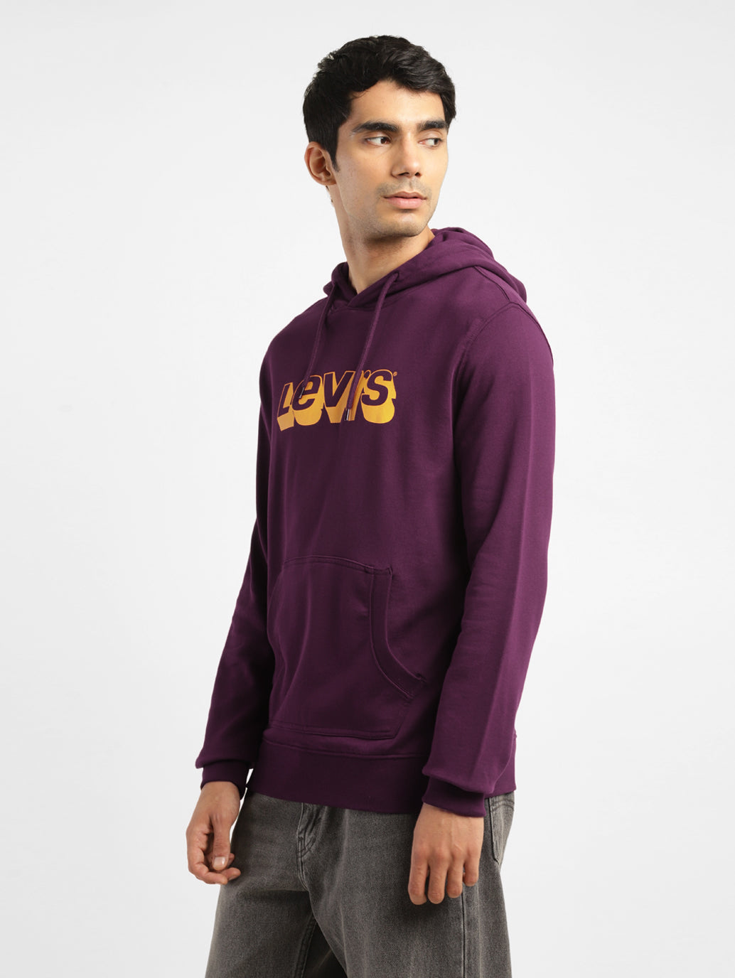 Men's Graphic Print Maroon Hooded Sweatshirt