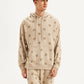 Men's Printed Khaki Hooded Sweatshirt