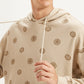 Men's Printed Khaki Hooded Sweatshirt