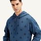 Men's Printed Navy Hooded Sweatshirt