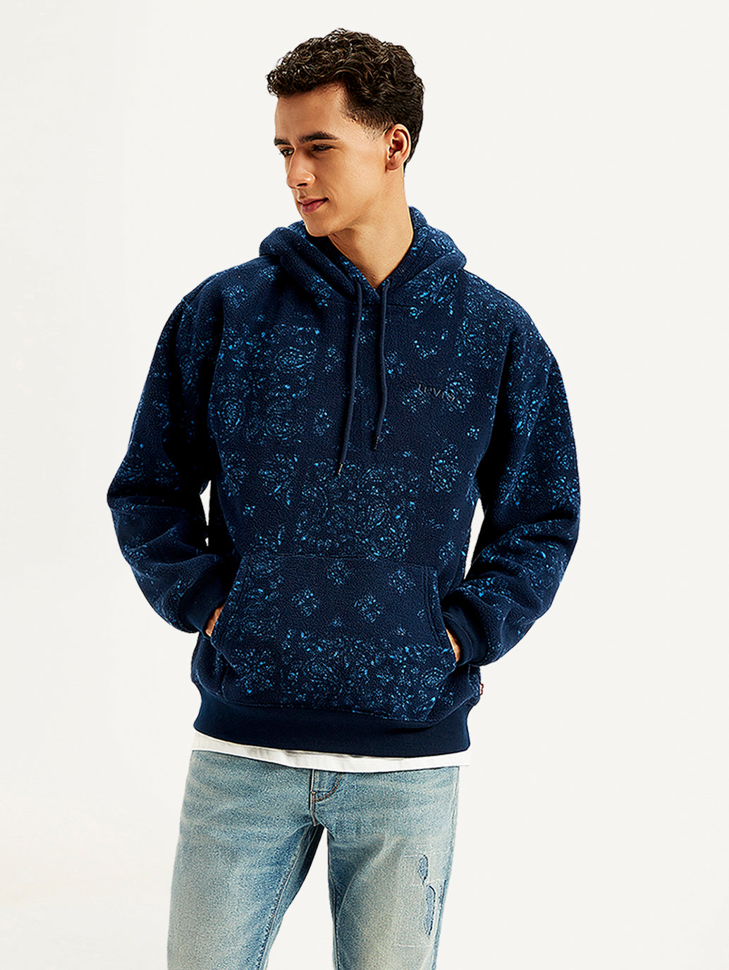 Men's Printed Navy Crew Neck Sweatshirt - 3580aea0-87cc-4c2d-93aa-592154c6aa1c View