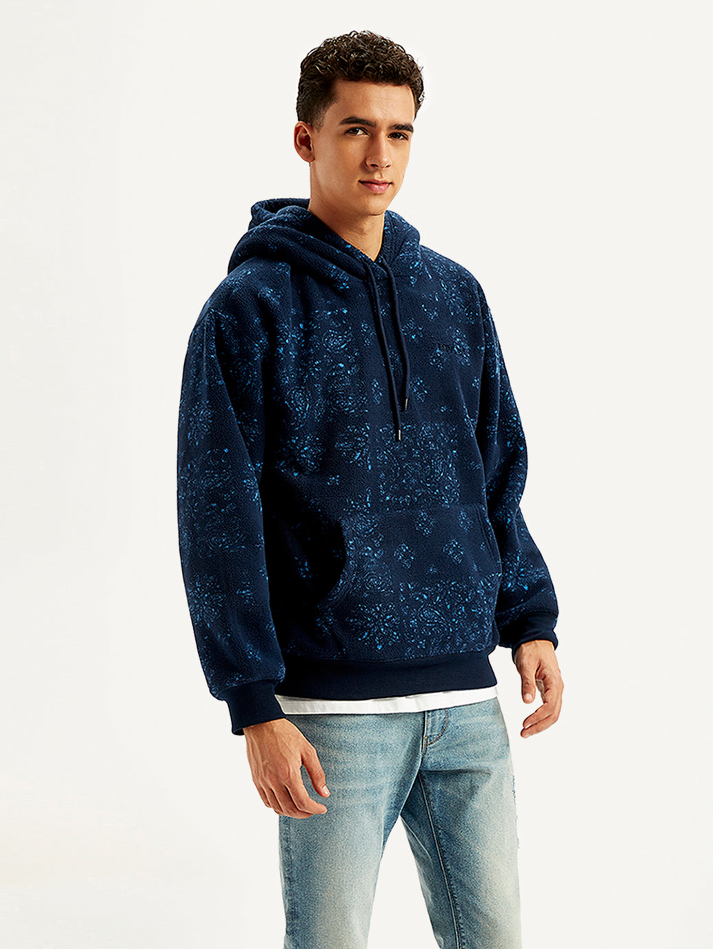 Men's Printed Navy Crew Neck Sweatshirt - 69791df5-372a-450e-a2c5-570faee4487b View