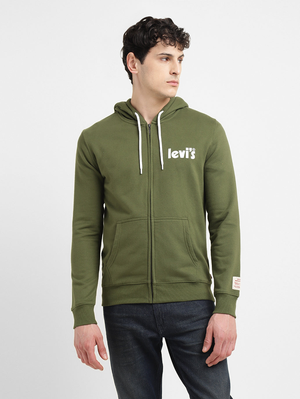 Men's Solid Green Hooded Sweatshirt1