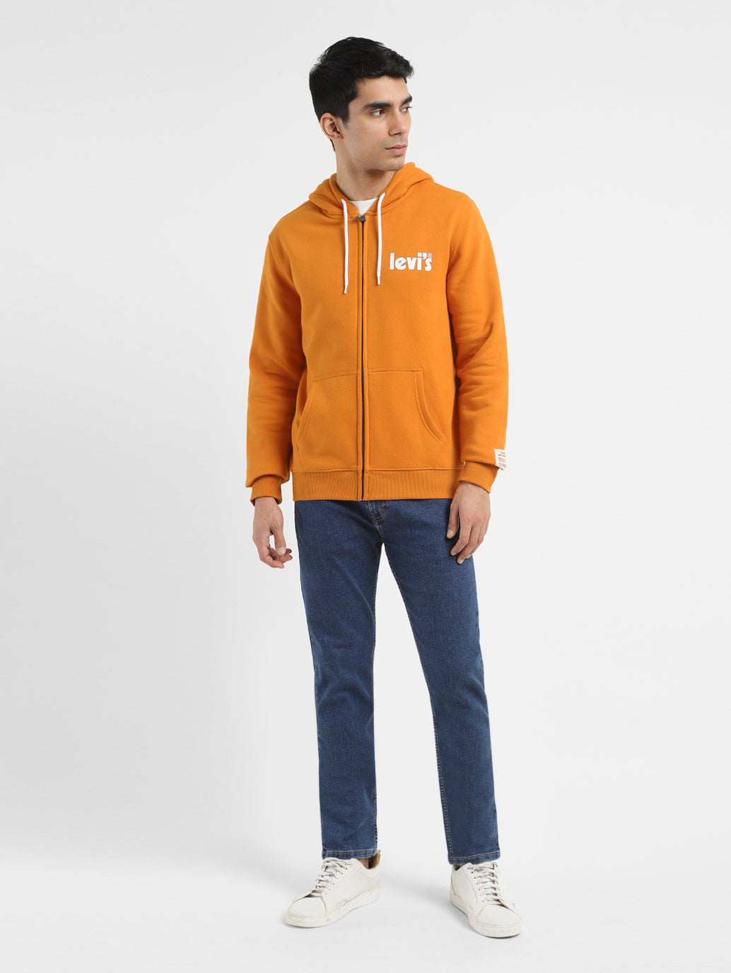 Men's Solid Orange Hooded Sweatshirt – Levis India Store
