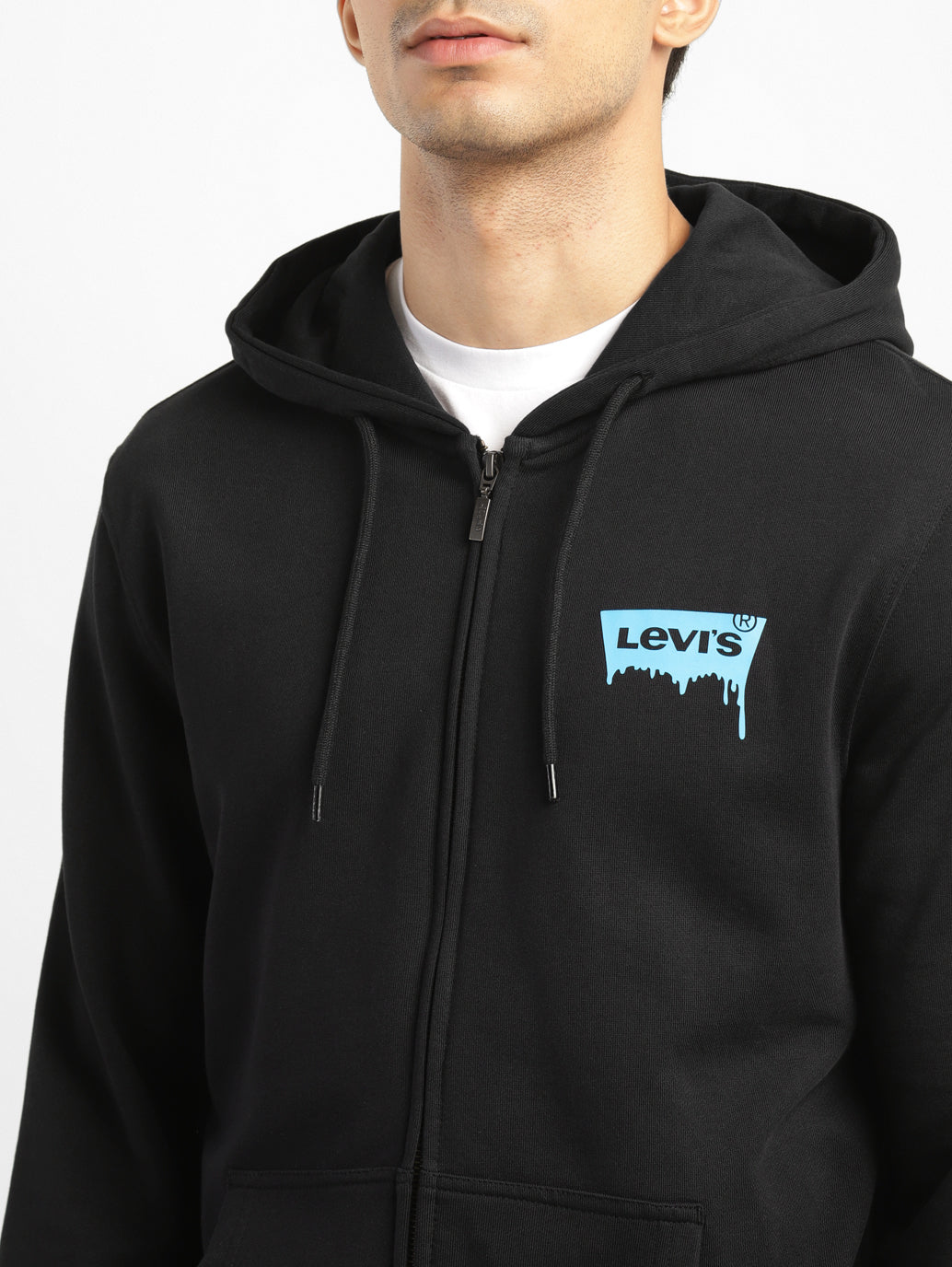 Men s Solid Black Hooded Sweatshirt Levis India Store