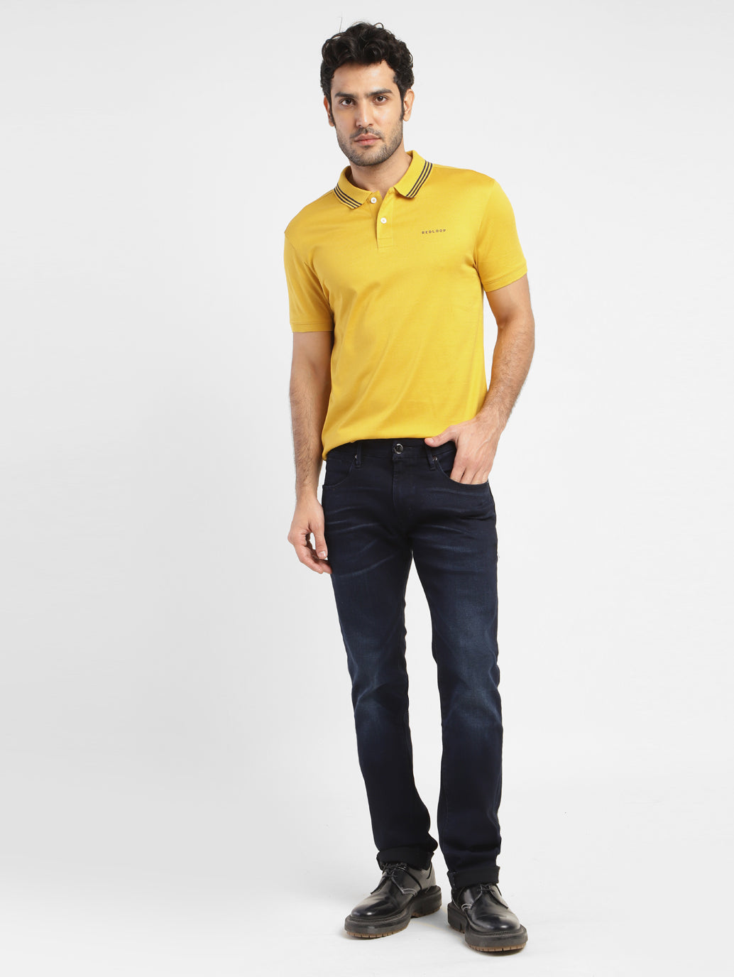 Men's Solid Polo T-shirt Yellow