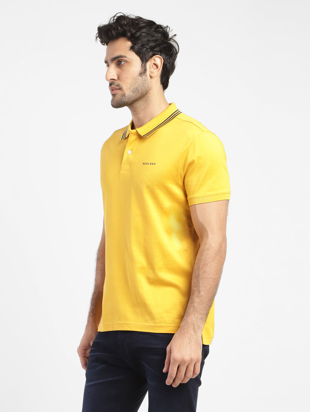 Men's Solid Polo T-shirt Yellow