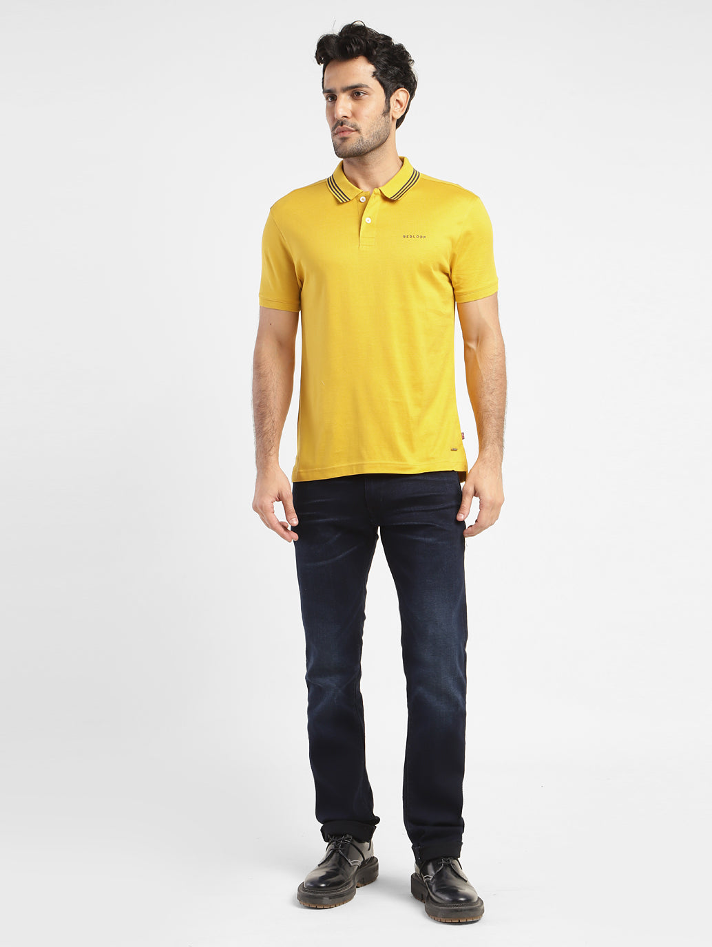 Men's Solid Polo T-shirt Yellow