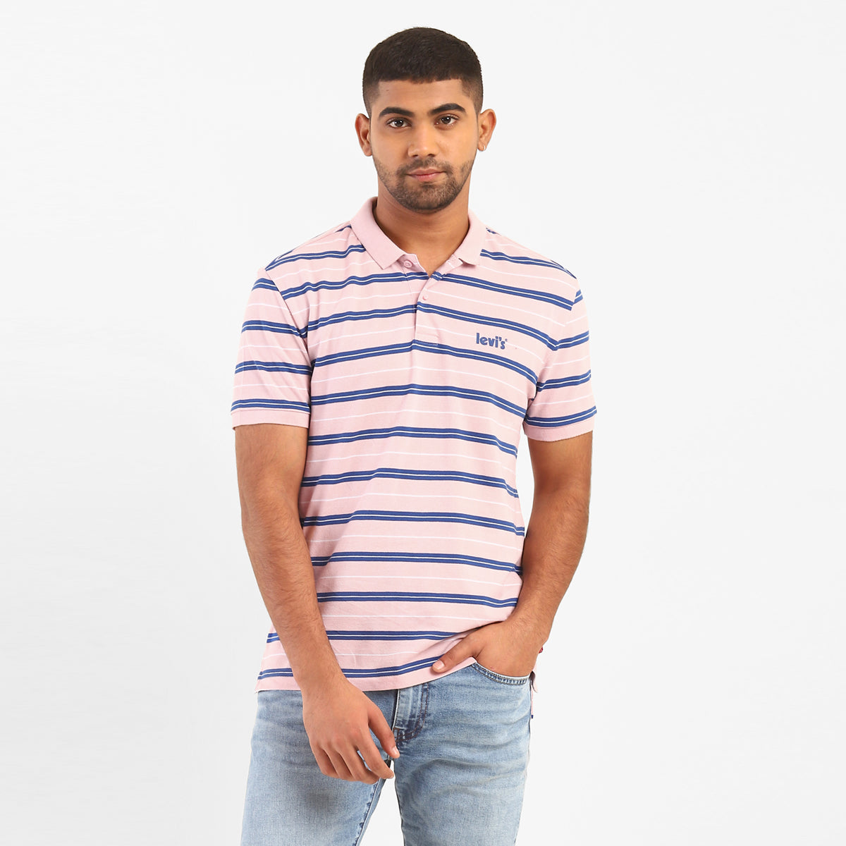 Men's Striped Polo Collar T-Shirt