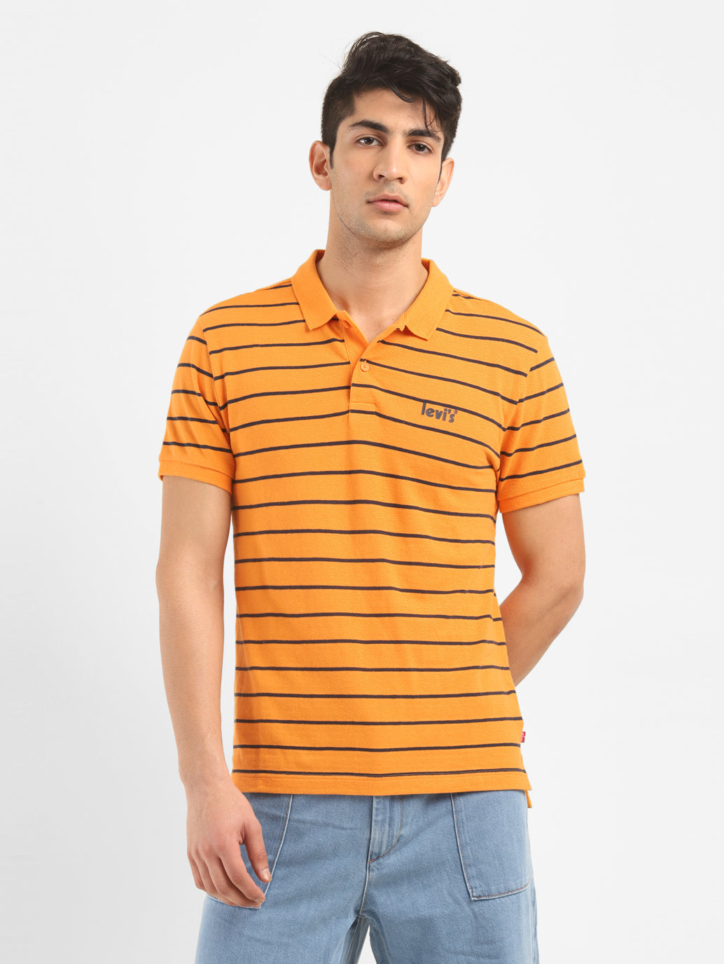 Men's Striped Polo Collar T-Shirt