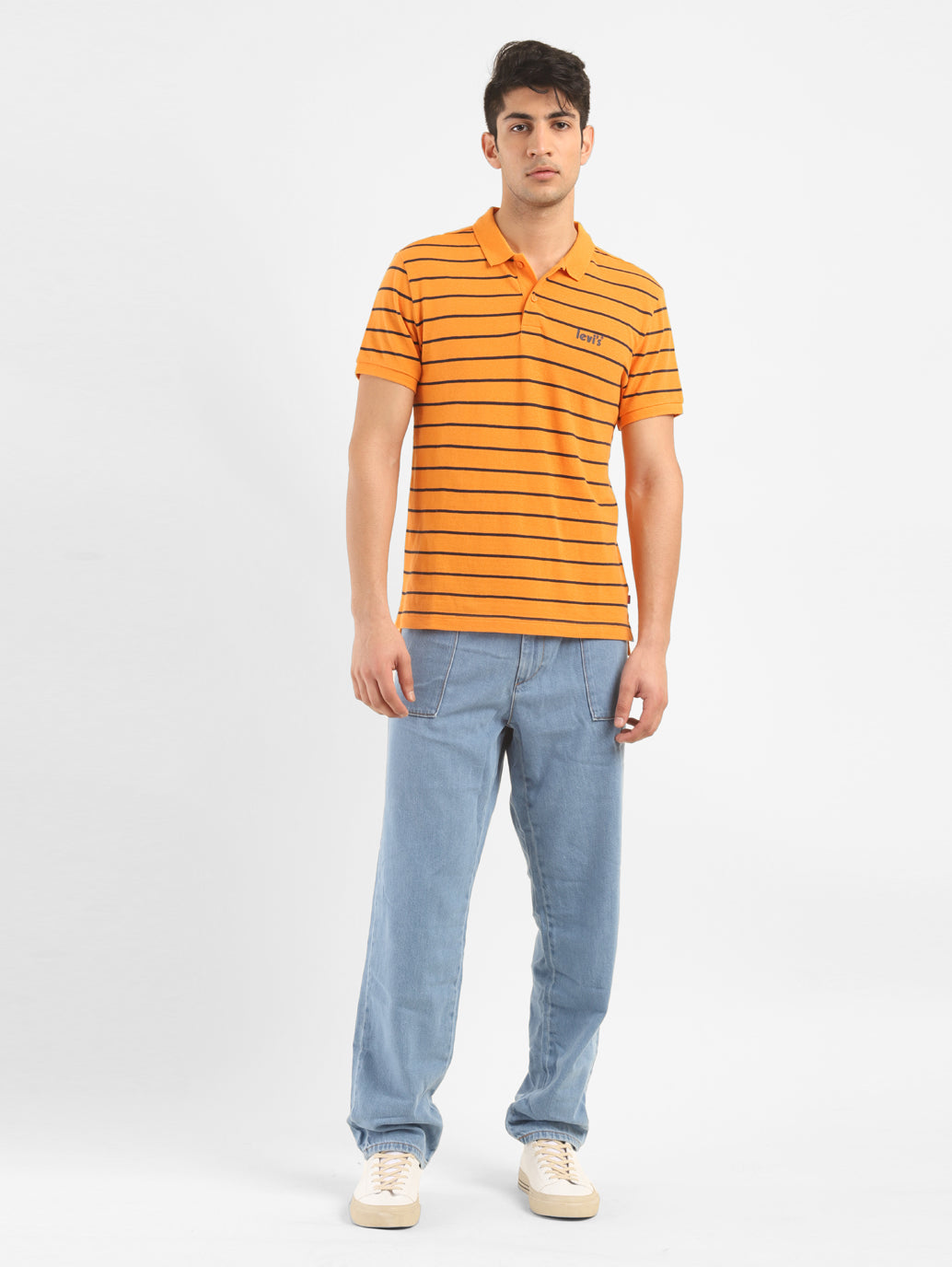 Men's Striped Polo Collar T-Shirt