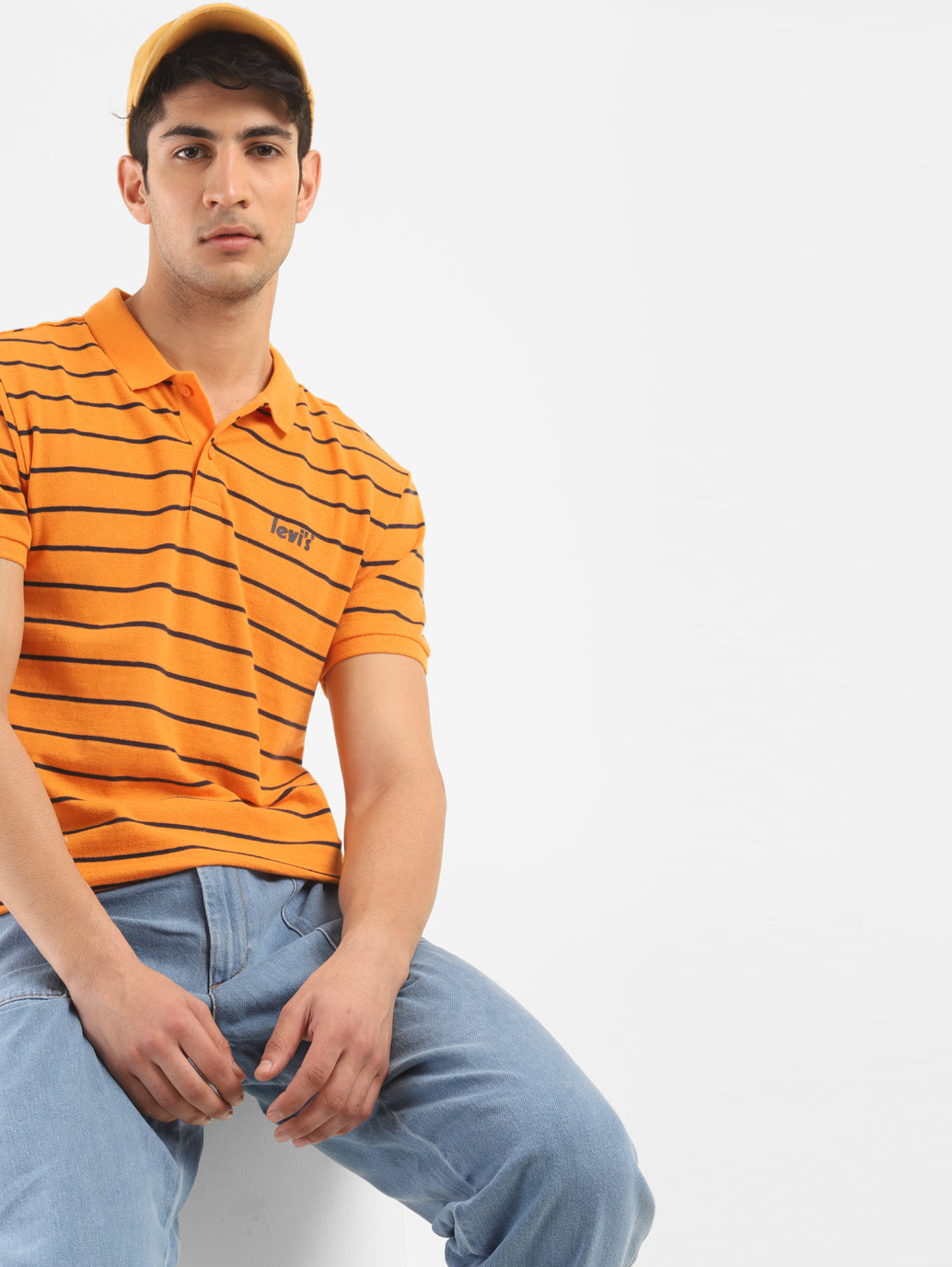 Men's Striped Polo Collar T-Shirt