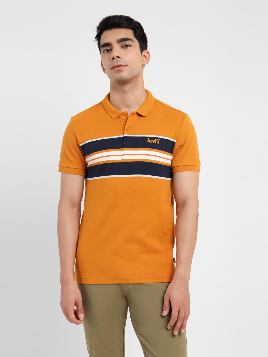 Men's Striped Polo Collar T-Shirt