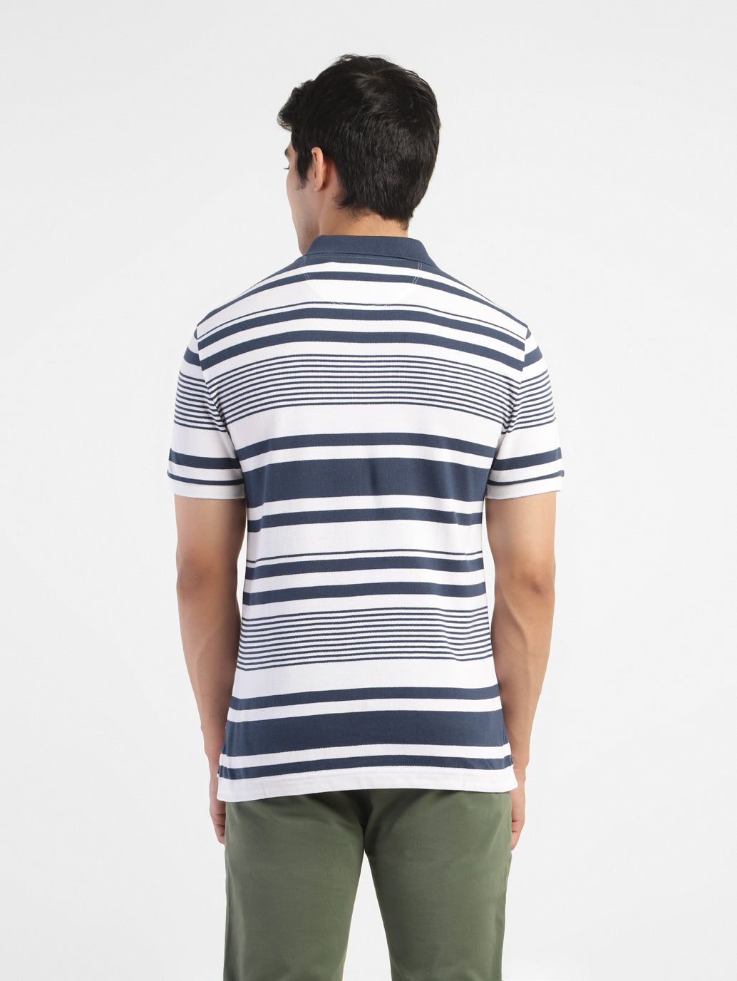 Men's Striped Polo T-shirt White