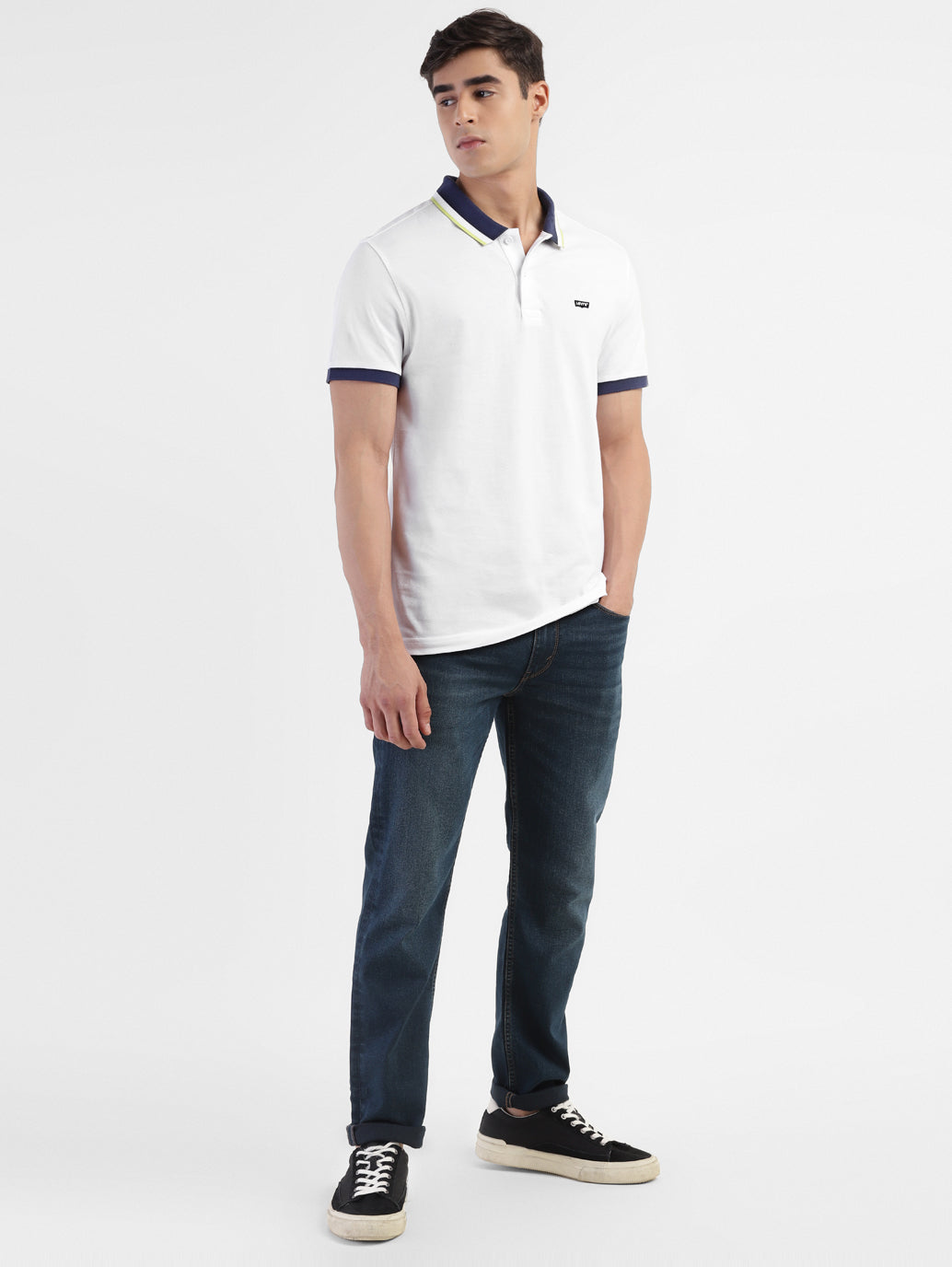 Men's Solid White Polo T-shirt