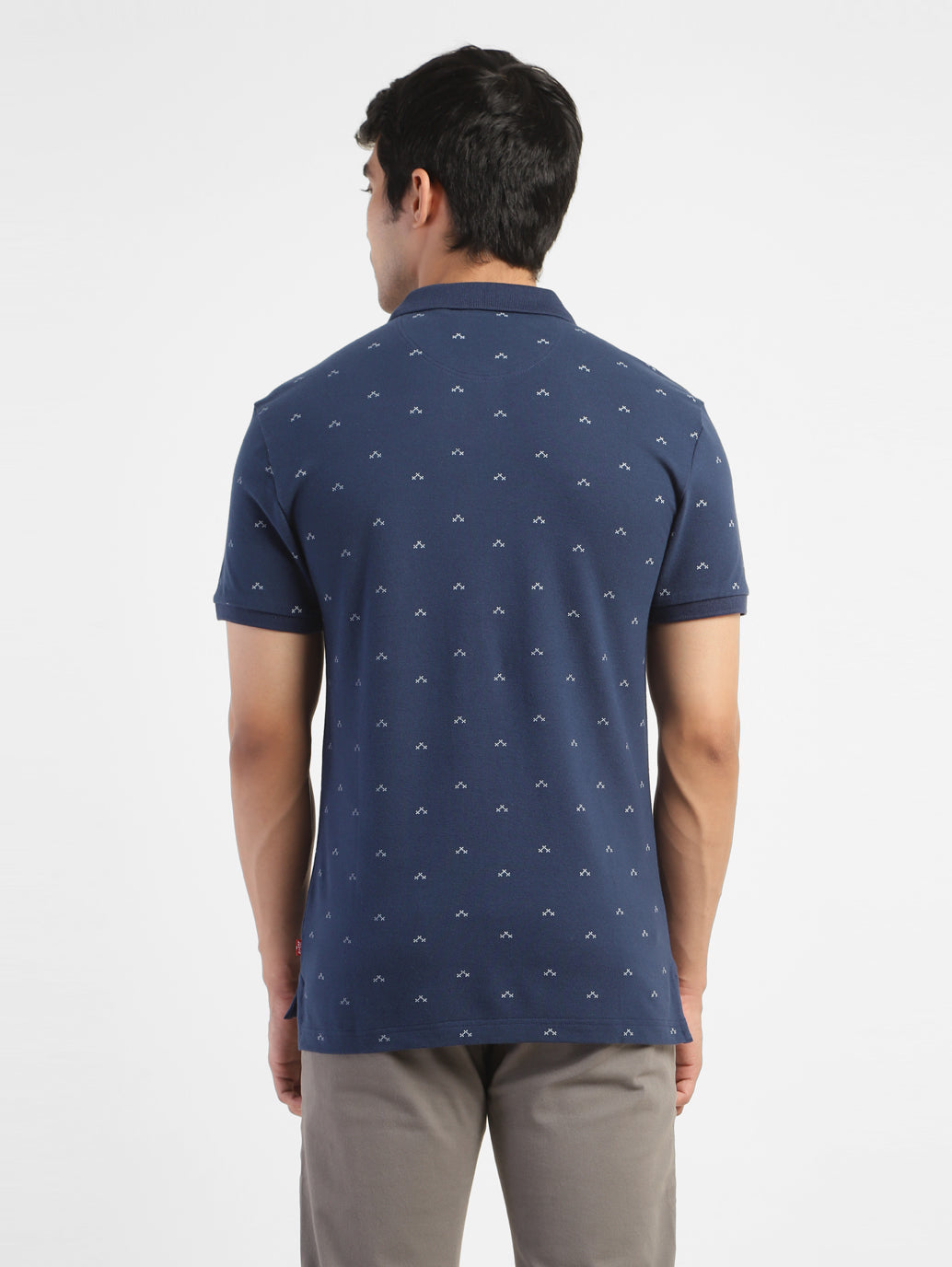 Men's Geometric Print Polo T-shirt Navy