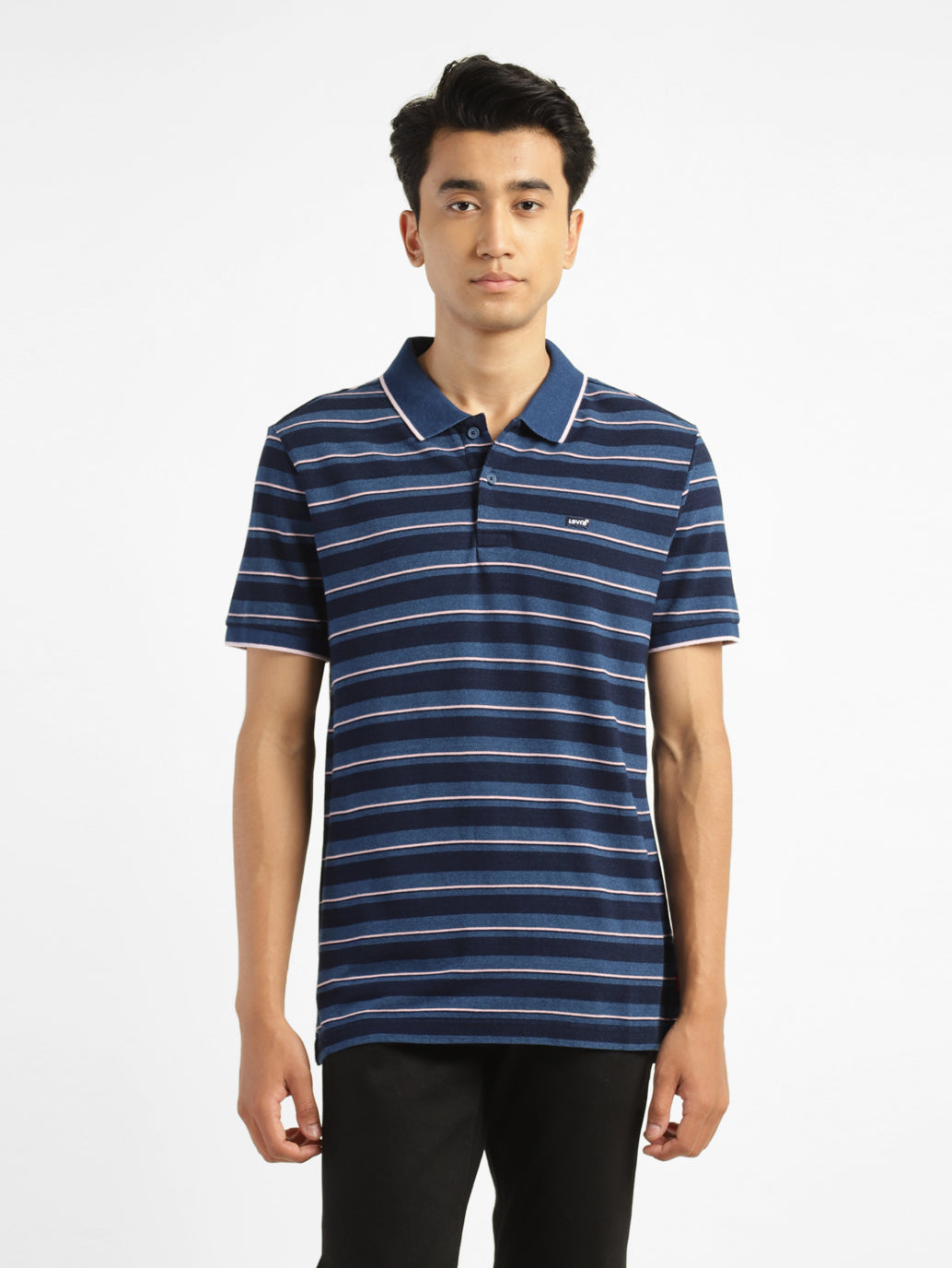 Men's Striped Polo Collar T-shirt