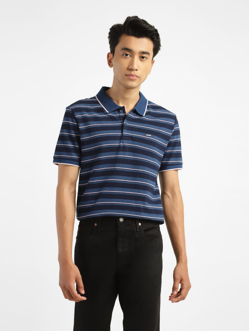 Men's Striped Polo Collar T-shirt