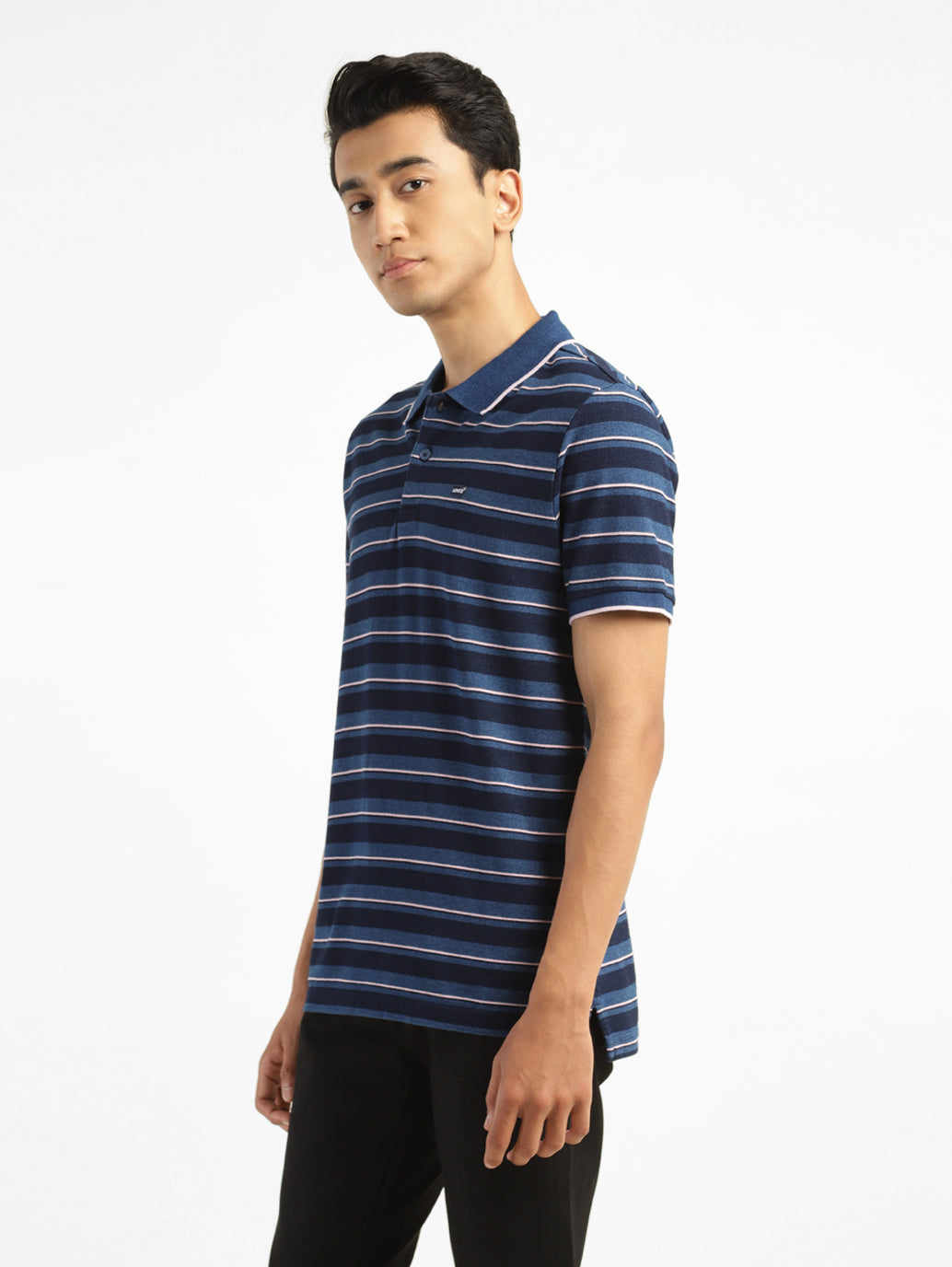 Men's Striped Polo Collar T-shirt