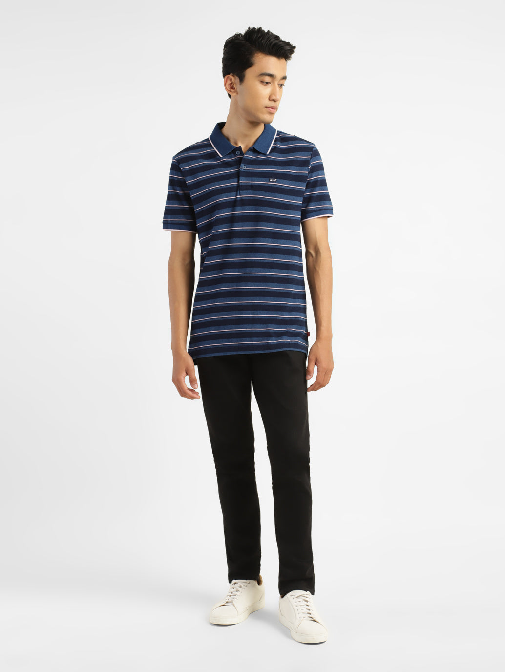 Men's Striped Polo Collar T-shirt