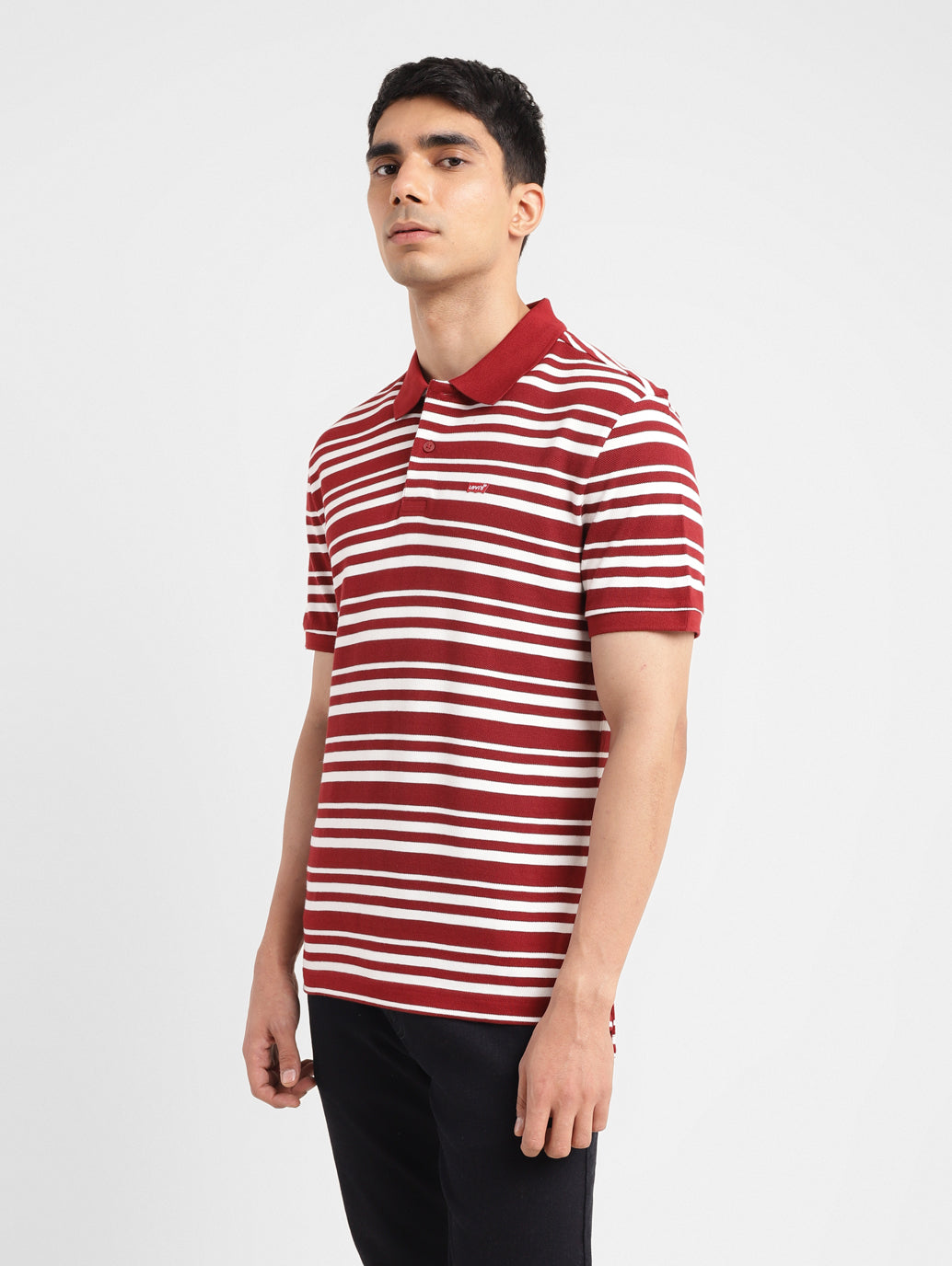 Men's Striped Slim Fit Polo T-shirt - Main Image