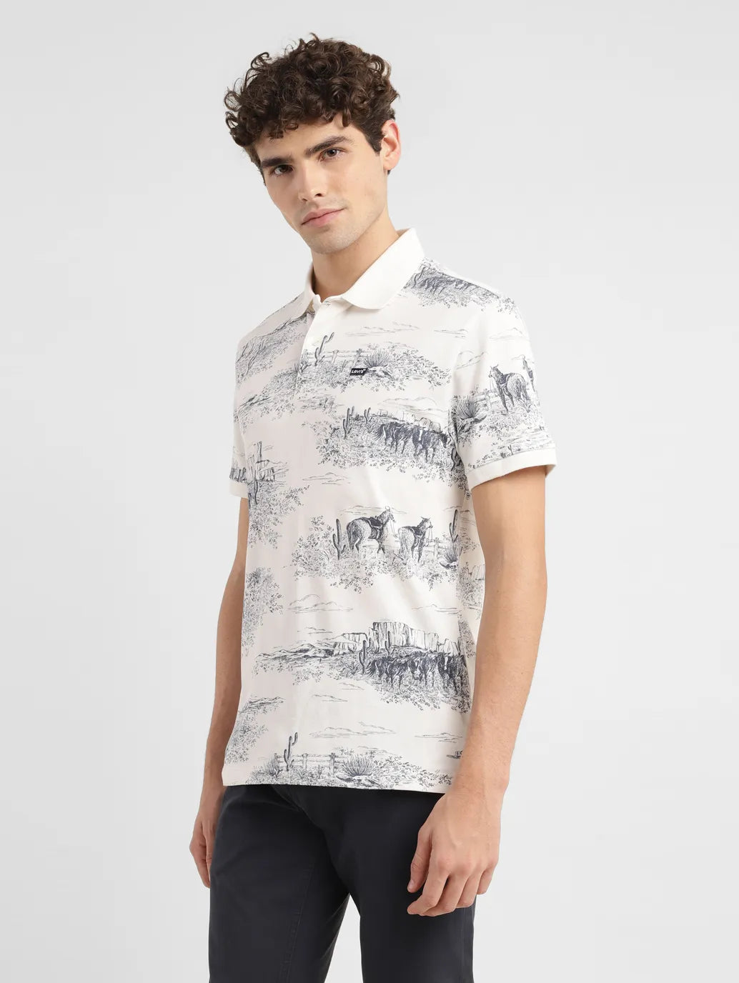 Men's Abstract Slim Fit Polo T-Shirt