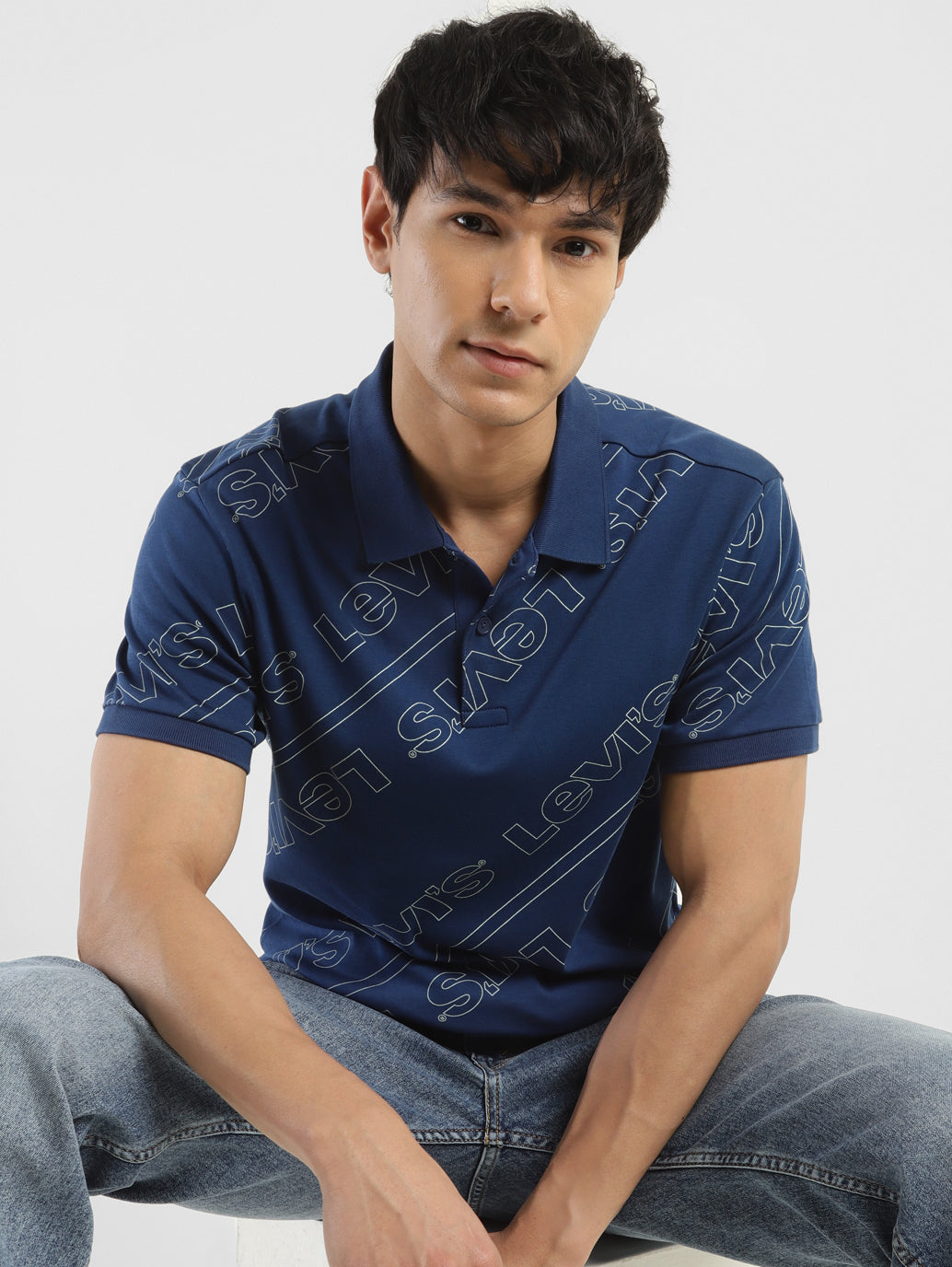Men's Brand Logo Slim Fit Polo T-shirt