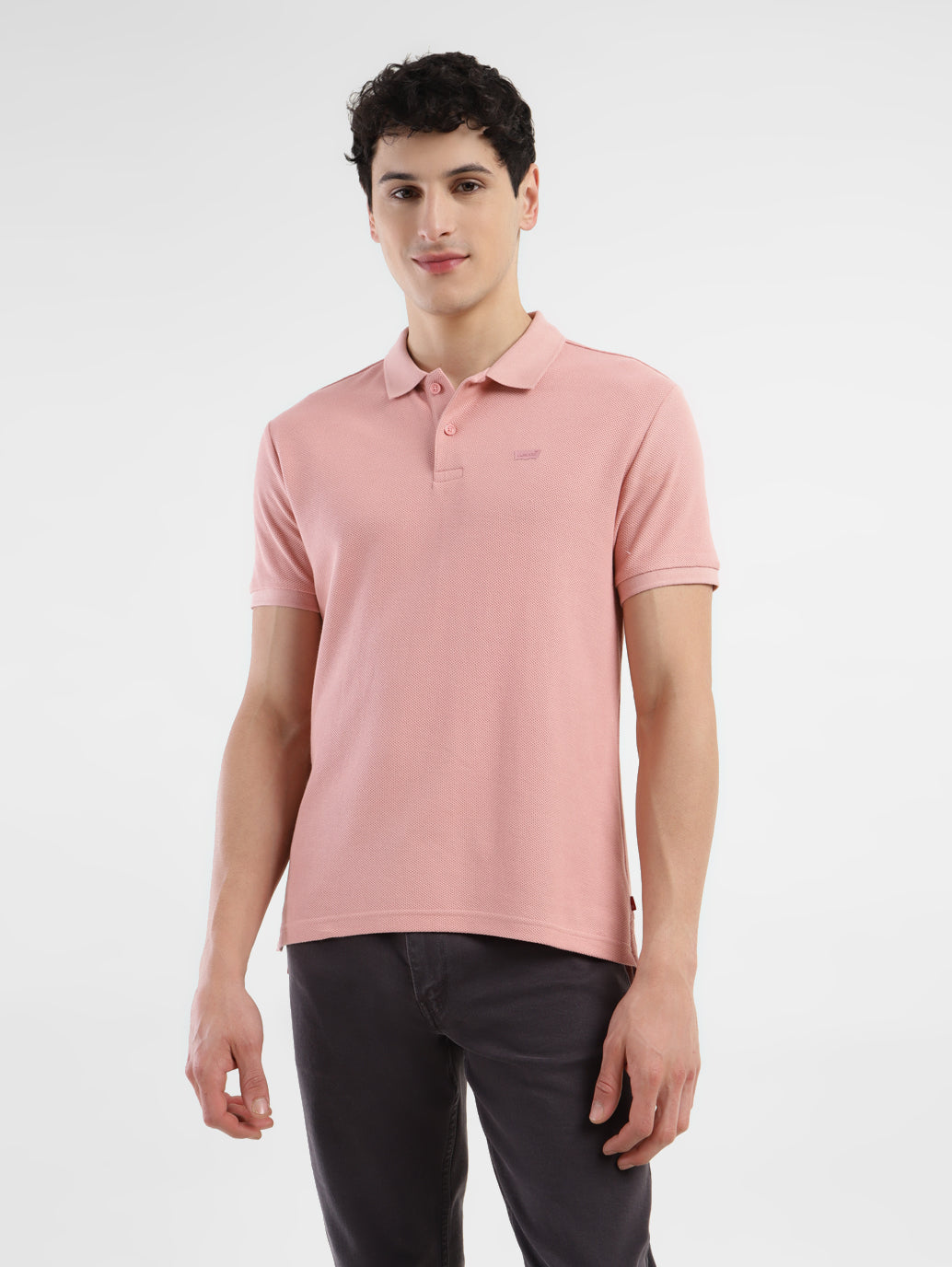 Men's Textured Slim Fit Polo T-Shirt